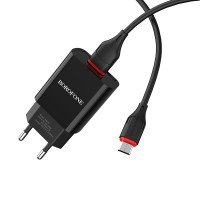 BOROFONE СЗУ Блок питания + USB кабель micro BA20A 2.1A, длина: 1 метр (чёрный) Г-14 2135