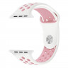 Ремешок силиконовый для Apple Watch 42mm / 44mm / 45mm спортивный Nike (бело-розовый) 1231 - Ремешок силиконовый для Apple Watch 42mm / 44mm / 45mm спортивный Nike (бело-розовый) 1231
