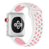 Ремешок силиконовый для Apple Watch 42mm / 44mm / 45mm спортивный Nike (бело-розовый) 1231 - Ремешок силиконовый для Apple Watch 42mm / 44mm / 45mm спортивный Nike (бело-розовый) 1231