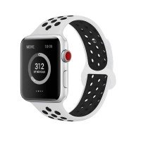 Ремешок силиконовый для Apple Watch 42mm / 44mm / 45mm спортивный Nike (бело-чёрный) 1231
