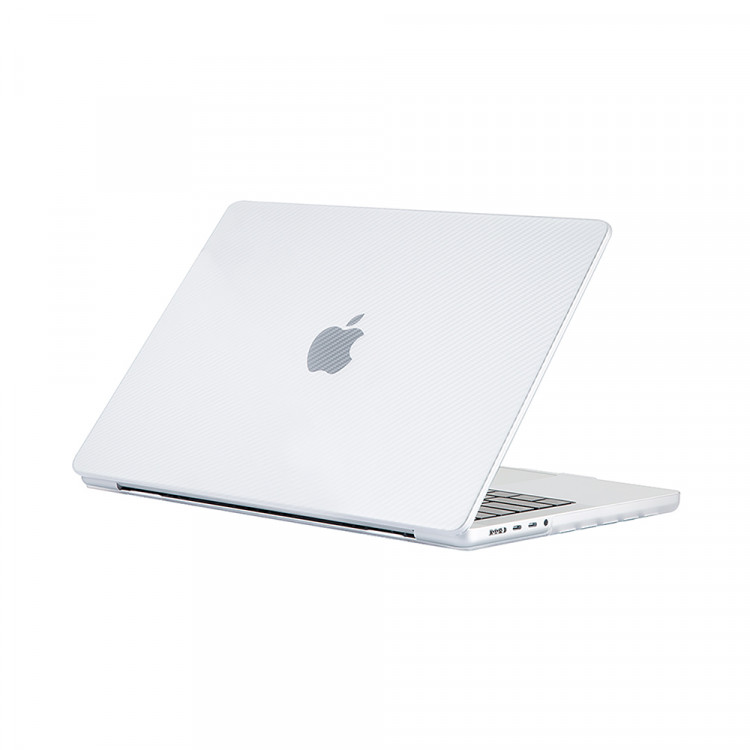 Чехол MacBook Pro 16.2 модель A2485 / A2780 / A2991 (2021-2023гг.) карбон (прозрачный белый) 8077