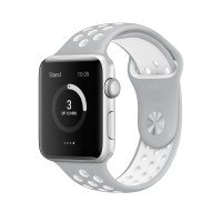 Ремешок силиконовый для Apple Watch 42mm / 44mm / 45mm спортивный Nike (серо-белый) 1231
