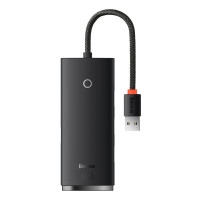 BASEUS Хаб USB 5в1 (USB 3.0 х4 / PD х1) серия AIRJOY чёрный (Г90-51970)