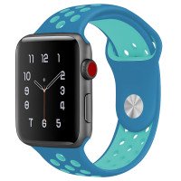 Ремешок силиконовый для Apple Watch 42mm / 44mm / 45mm спортивный Nike (сине-голубой) 1231