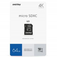 SmartBuy Флэш карта microSDXC U3 V30 64Gb ADP (Г-30-1229)