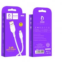 DENMEN USB кабель 8-pin lightning D08L 3.6A, 1 метр (белый) 8091