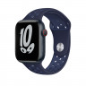 Ремешок силиконовый для Apple Watch 42mm / 44mm / 45mm спортивный Nike (тёмно-синий) 1231 - Ремешок силиконовый для Apple Watch 42mm / 44mm / 45mm спортивный Nike (тёмно-синий) 1231