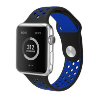 Ремешок силиконовый для Apple Watch 42mm / 44mm / 45mm спортивный Nike (чёрно-синий) 1231