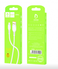 DENMEN USB кабель 8-pin lightning D06L 2.4A, 1 метр (белый) 8093