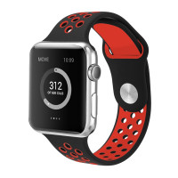 Ремешок силиконовый для Apple Watch 42mm / 44mm / 45mm спортивный Nike (чёрно-красный) 1231