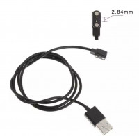 Магнитная зарядка кабель 2 pin 2.84 мм для умных смарт часов Smart Watch KingWear LEMFO (чёрный) Г14-68268