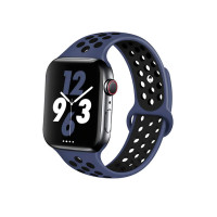 Ремешок силиконовый для Apple Watch 42mm / 44mm / 45mm спортивный Nike (сине-чёрный) 1231