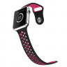 Ремешок силиконовый для Apple Watch 42mm / 44mm / 45mm спортивный Nike (чёрный-фуксия) 1231 - Ремешок силиконовый для Apple Watch 42mm / 44mm / 45mm спортивный Nike (чёрный-фуксия) 1231