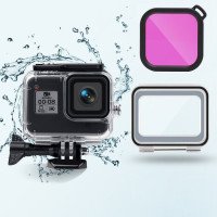ACTION PRO Аквабокс для GoPro 8 до 45м (сенсорная крышка + фильтр фиолетовый) 0487