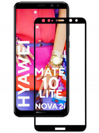 Стекло противоударное на экран для Huawei Mate 10 Lite / Nova 2i (чёрный) 33644