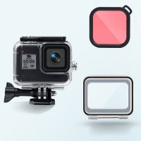 ACTION PRO Аквабокс для GoPro 8 до 45м (сенсорная крышка + фильтр розовый) 0487