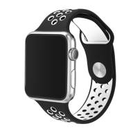 Ремешок силиконовый для Apple Watch 42mm / 44mm / 45mm спортивный Nike (чёрно-белый) 1231 - Ремешок силиконовый для Apple Watch 42mm / 44mm / 45mm спортивный Nike (чёрно-белый) 1231