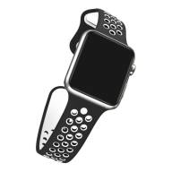 Ремешок силиконовый для Apple Watch 42mm / 44mm / 45mm спортивный Nike (чёрно-белый) 1231 - Ремешок силиконовый для Apple Watch 42mm / 44mm / 45mm спортивный Nike (чёрно-белый) 1231