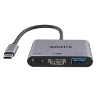 AMALINK Хаб Type-C 3в1 (PD 3.0 x1 / HDMI x1 / USB 3.0 x1) модель AL-9175D серый космос (Г90-53103)