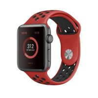 Ремешок силиконовый для Apple Watch 42mm / 44mm / 45mm спортивный Nike (красно-чёрный) 1231