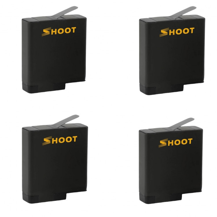 (КОМПЛЕКТ 4 ШТ) SHOOT Сменный аккумулятор АКБ для GoPro Hero 5 / 6 / 7 / 8 ёмкость 1220mAh 3.85V 4.7Wh Li-ion (Код МС: 00461)