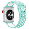 Ремешок силиконовый для Apple Watch 42mm / 44mm / 45mm спортивный Nike (бирюзово-белый) 1231 - Ремешок силиконовый для Apple Watch 42mm / 44mm / 45mm спортивный Nike (бирюзово-белый) 1231