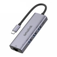 AMALINK Хаб Type-C 5в1 (RJ45 x1 / USB 2.0 x2 / USB 3.0 x1 / PD 3.0 x1) модель AL-95121D (53134)