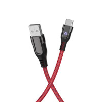 HOCO USB кабель Type-C U54 2.4A LED, 1.2 метра (красный) 6276