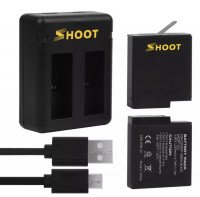 SHOOT Набор ЗУ + 2шт АКБ сменные аккумуляторы на GoPro Hero 5 / 6 / 7 / 8 (модель XTGP374) 5880