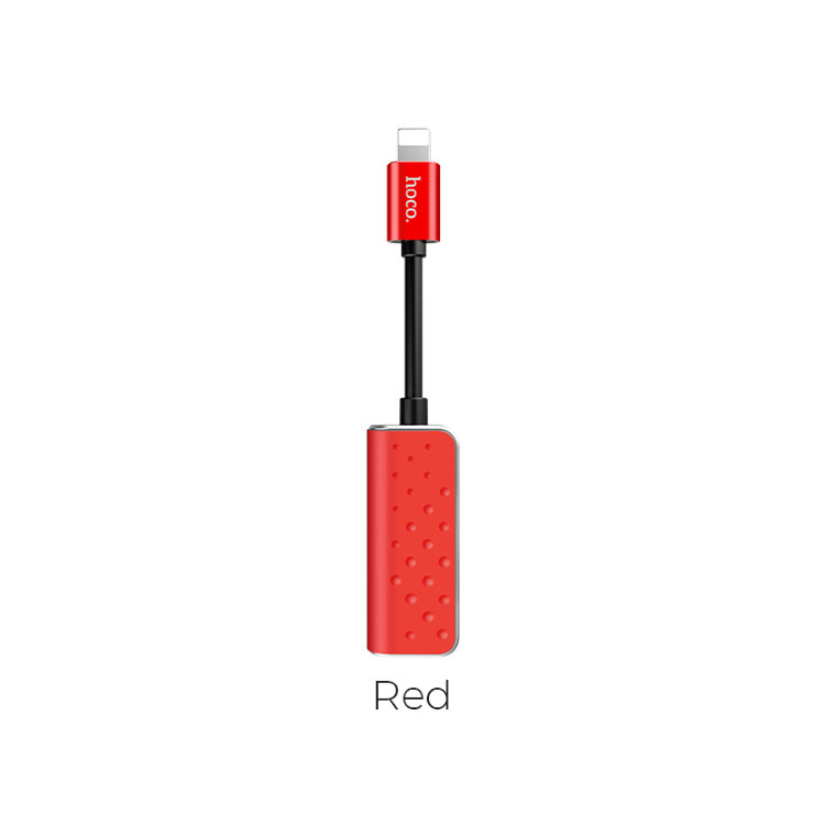 HOCO LS11 Переходник 8-pin / 3.5mm + заряд (красный) 6384