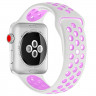 Ремешок силиконовый для Apple Watch 42mm / 44mm / 45mm спортивный Nike (бело-сиреневый) 1231 - Ремешок силиконовый для Apple Watch 42mm / 44mm / 45mm спортивный Nike (бело-сиреневый) 1231