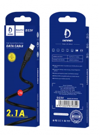 DENMEN USB кабель micro D23V 2.1A, 2метра (чёрный) 8094