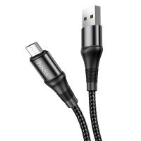 HOCO USB кабель micro X50 нейлоновый 2.4A, 1метр (чёрный) Г-14 4415