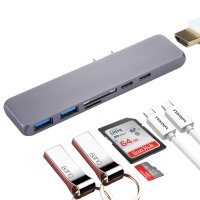 Кардридер / Хаб 2x Type-C 7 портов HDMI MacBook (серый космос) 4383