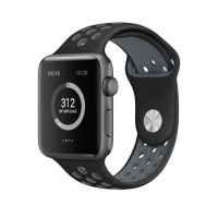 Ремешок силиконовый для Apple Watch 42mm / 44mm / 45mm спортивный Nike (чёрно-серый) 1231