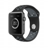 Ремешок силиконовый для Apple Watch 42mm / 44mm / 45mm спортивный Nike (чёрно-серый) 1231 - Ремешок силиконовый для Apple Watch 42mm / 44mm / 45mm спортивный Nike (чёрно-серый) 1231