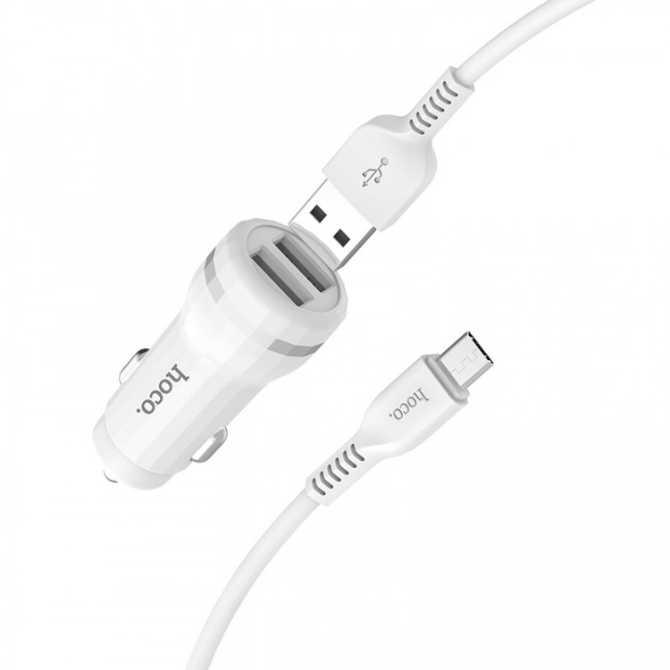 HOCO АЗУ Z27 2xUSB 2.4A + Micro кабель USB (белый) 2865