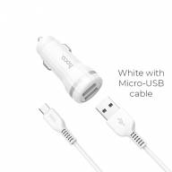 HOCO АЗУ Z27 2xUSB 2.4A + Micro кабель USB (белый) 2865 - HOCO АЗУ Z27 2xUSB 2.4A + Micro кабель USB (белый) 2865