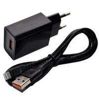DENMEN СЗУ DC01L 2.4A USB-A 1 порт + USB кабель lightning 8-pin, длина: 1 метр (чёрный) Г-14 6257
