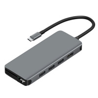 WIWU Хаб Type-C 12в1 (USB 3.0 x3 / USB 2.0 x3 / HDMI x1 / Карт-ридер x2 / PD x1 / RJ45 x1 / 3.5mm AUX x1) 40561