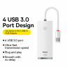 BASEUS Хаб USB 5в1 (USB 3.0 х4 / PD х1) серия LITE белый (Г90-51970) - BASEUS Хаб USB 5в1 (USB 3.0 х4 / PD х1) серия LITE белый (Г90-51970)