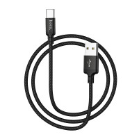HOCO USB кабель Type-C X14 нейлон, длина: 1 метр (чёрный) 2939