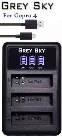 GREY SKY ЗУ док-станция LCD экран для 3х АКБ на GoPro 4 (155021)