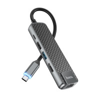HOCO Хаб Type-C 5в1 (PD 60W х1 / USB 2.0 x1 / USB 3.0 x1 / HDMI x1 / RJ45 x1 ) модель HB23 (Г90-52243)