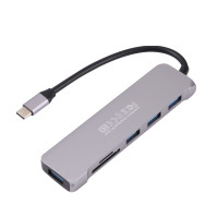 BRONKA Хаб Type-C 6в1 (USB x4 / TF-CD Card x2) серый космос (Г90-53295)