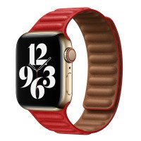 Ремешок Apple Watch 38mm / 40mm / 41mm шагрень NEW кожаный на магнитах (красный) 7703