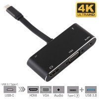 BRONKA Хаб Type-C 5в1 (PD x1 / USB 3.0 x1 / HDMI x1 / VGA x1 / 3.5mm x1) модель V126 чёрный (Г90-53301)