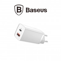 BASEUS Блок питания USB + PD 65W Gan2 Lite Quick charger (белый) 2428