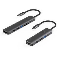 Blueendless Хаб Type-C 5в1 (HDMI x1 / USB 2.0 x2 / USB 3.0 x1 / PD x1) серый космос (Г90-53325)