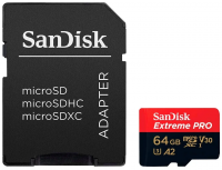 SanDisk Флэш карта Extreme PRO microSD 64Gb 170Mb/s V30 ADP (1291)